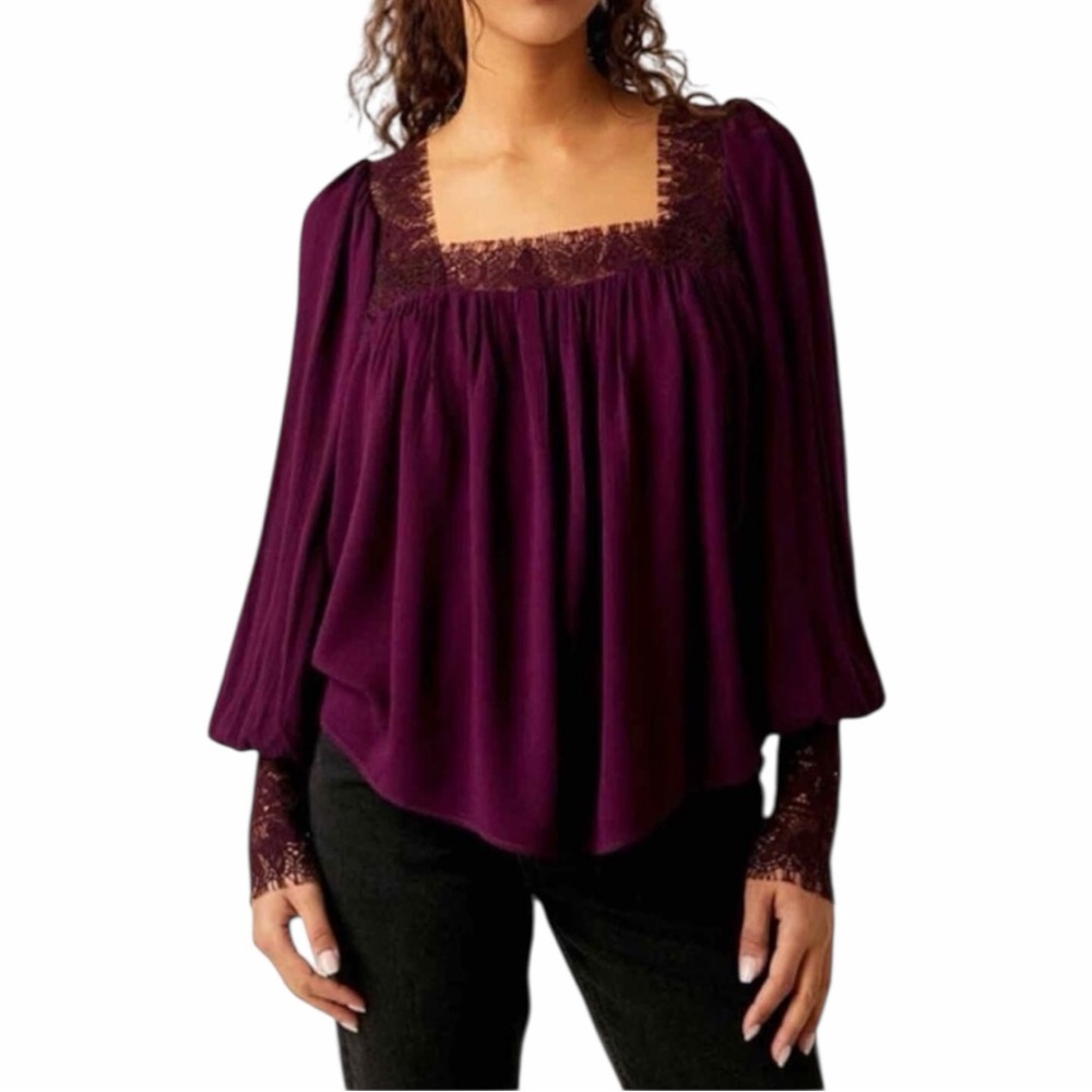 NEW FREE PEOPLE Flutter by Lace in Potent Purple Size S